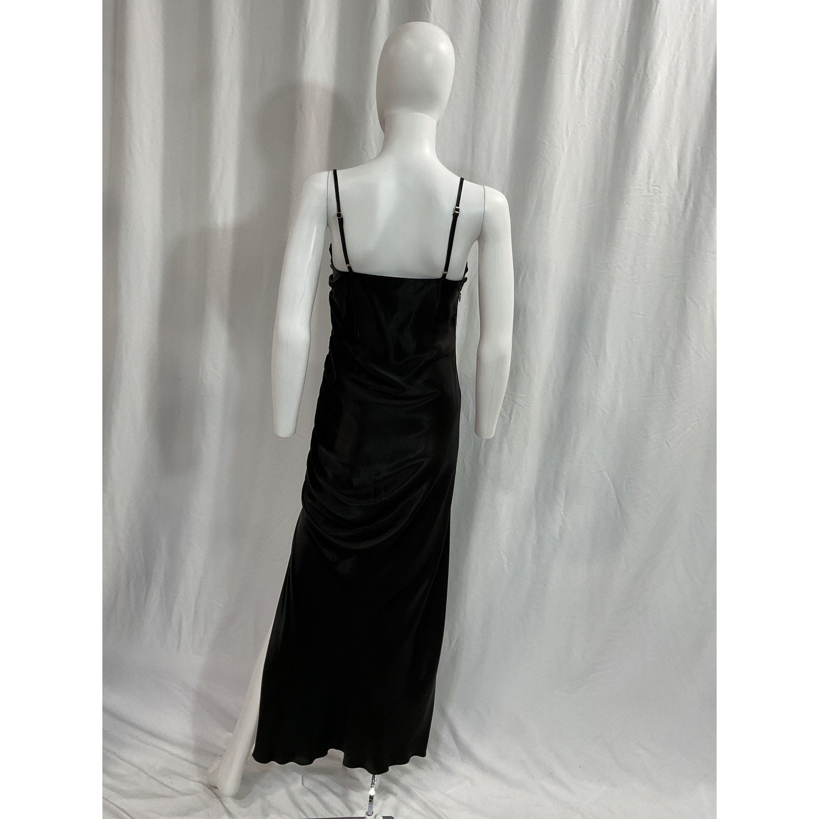 Shona Joy 'Thalia' Black Satin Midi Dress Size 4