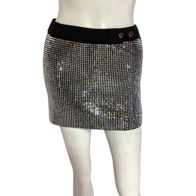 Retrofête Embellished Black And Silver Delta Mini Skirt Size S