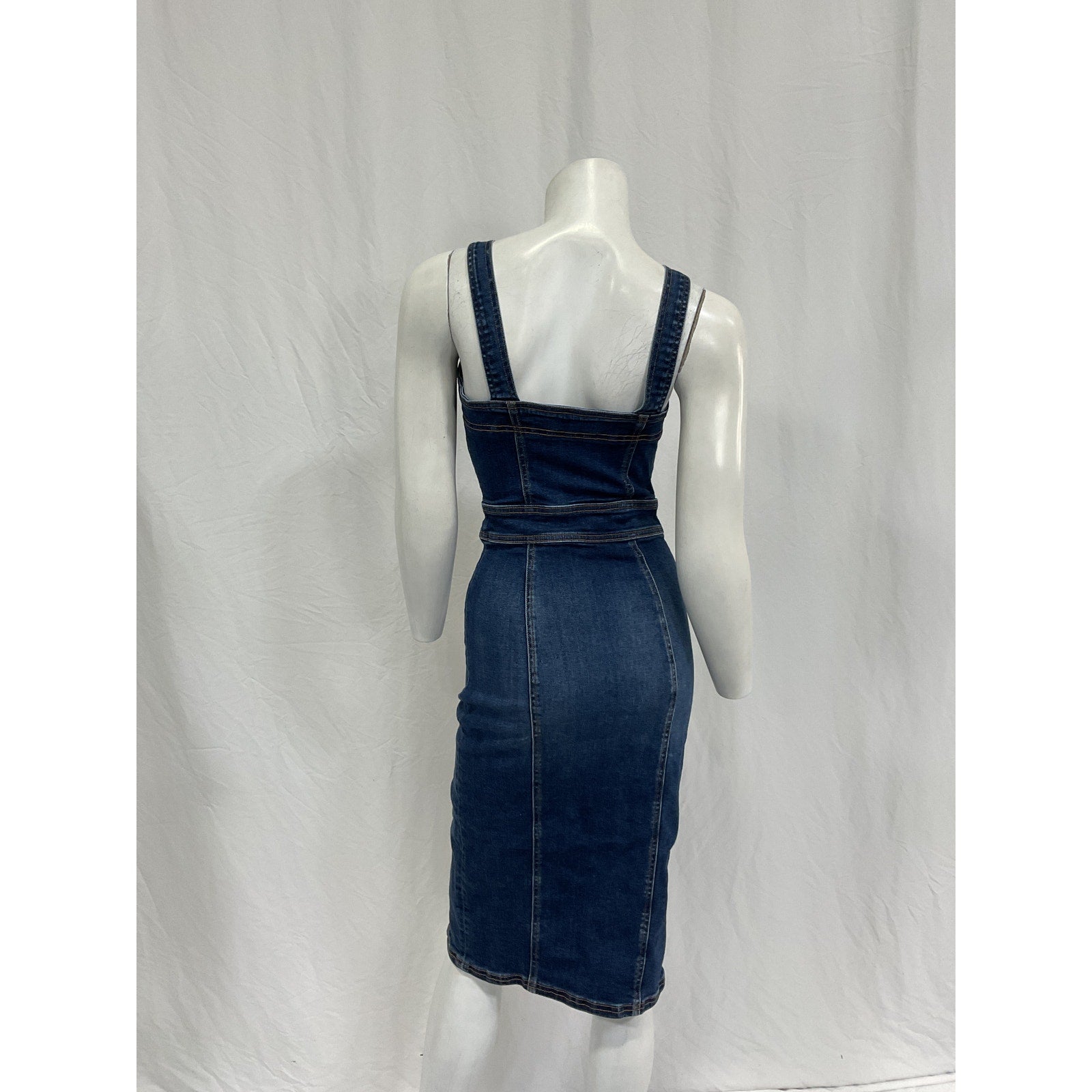 Ramy Brook 'Monica' Blue Cotton Denim Midi Dress Size 23