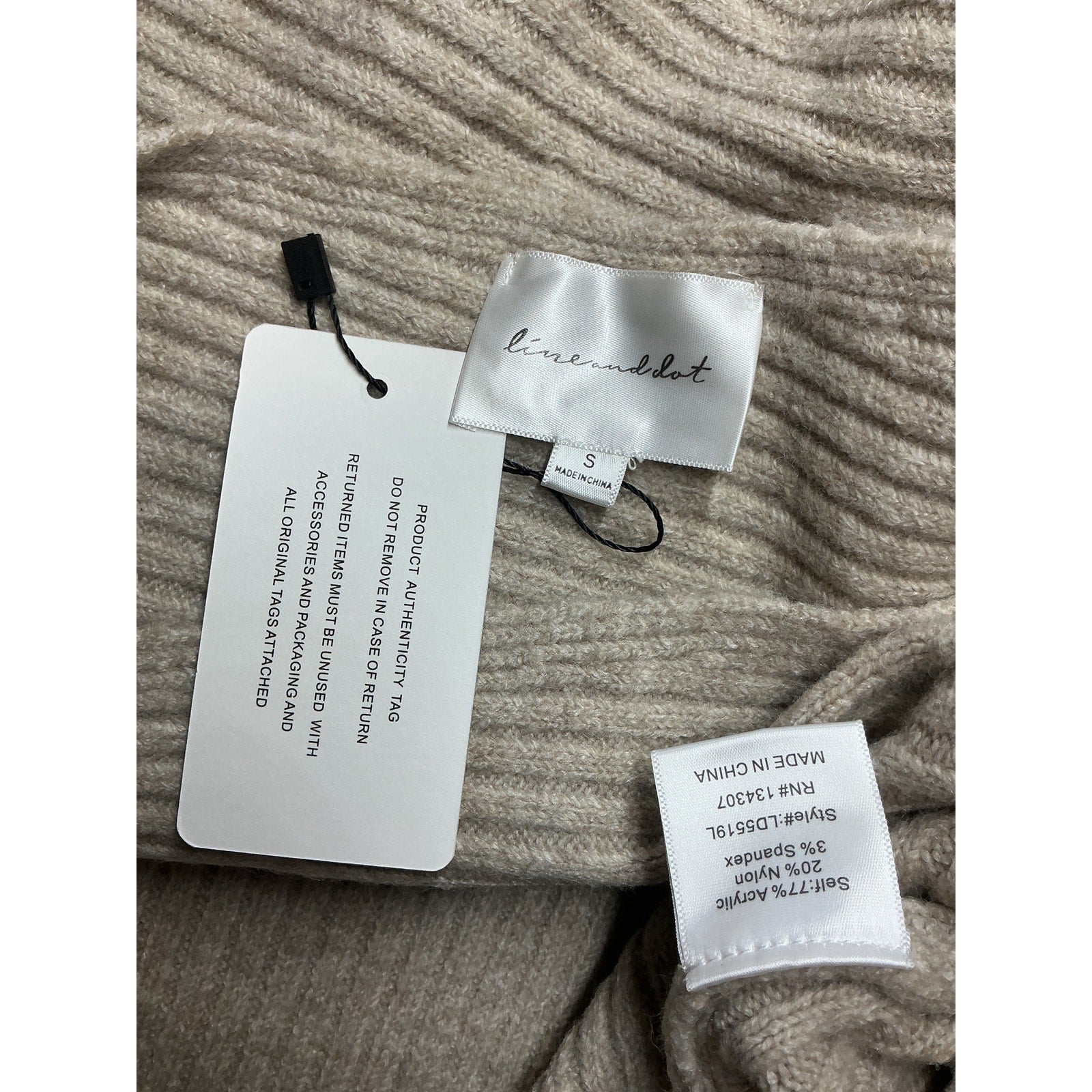 Line & Dot 'Alta' Tan Acrylic Sweater Dress Size S - NWT