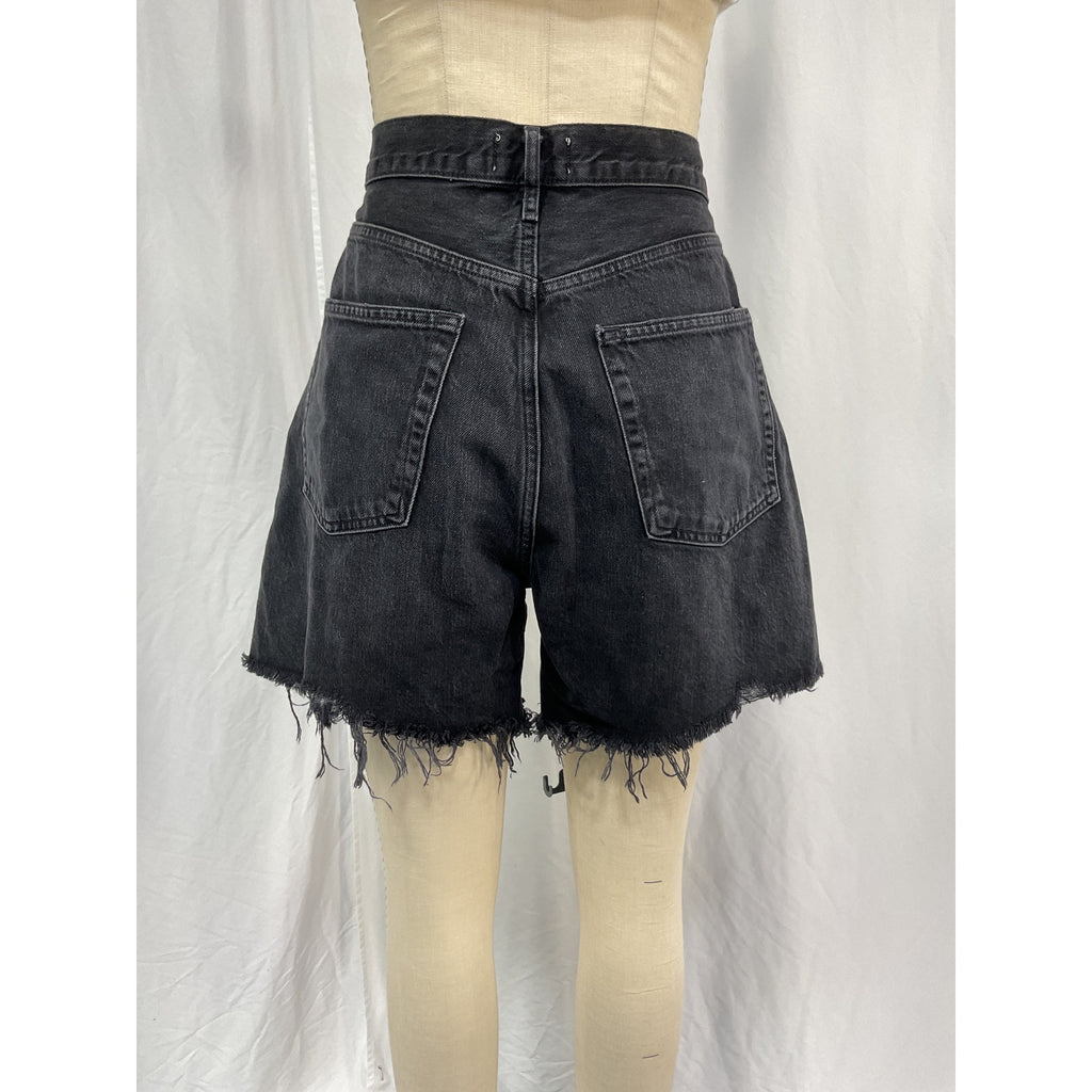 Agolde High Rise Baggy Stella Black Cotton Shorts Size 31