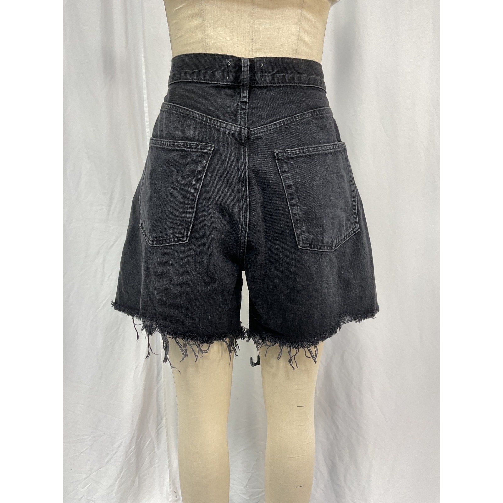 Agolde High Rise Baggy Stella Black Cotton Shorts Size 31