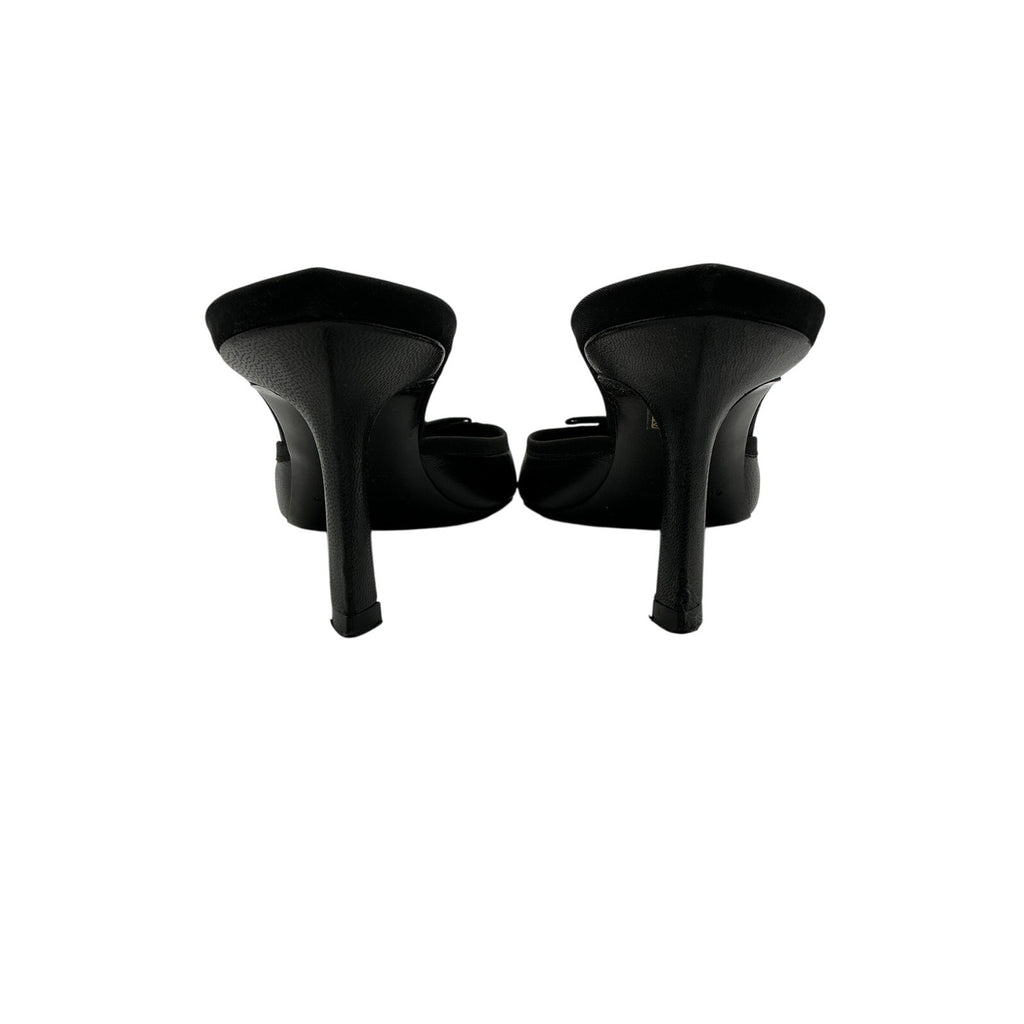 Alexander Wang Black Leather Crystal Embellishments Mules Size 10.5