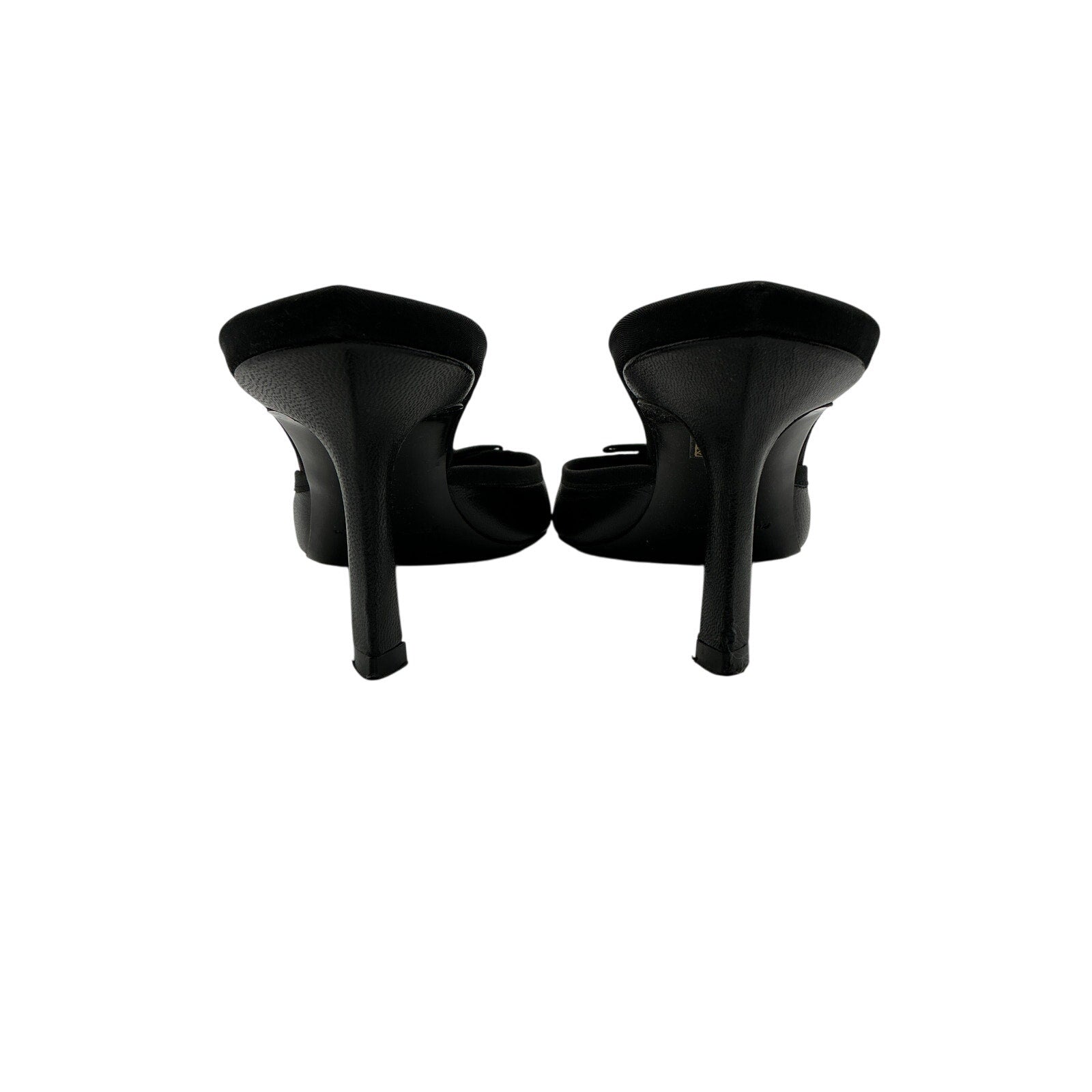 Alexander Wang Black Leather Crystal Embellishments Mules Size 10.5