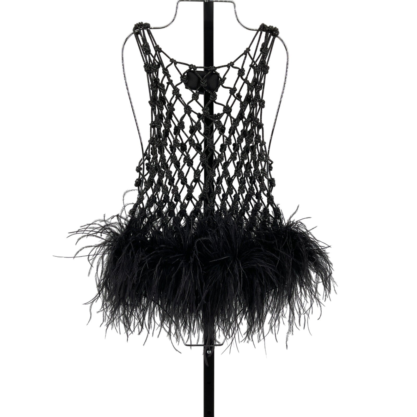 Santa Brands Black Polyester Tank Top With Feathers Size XS / S