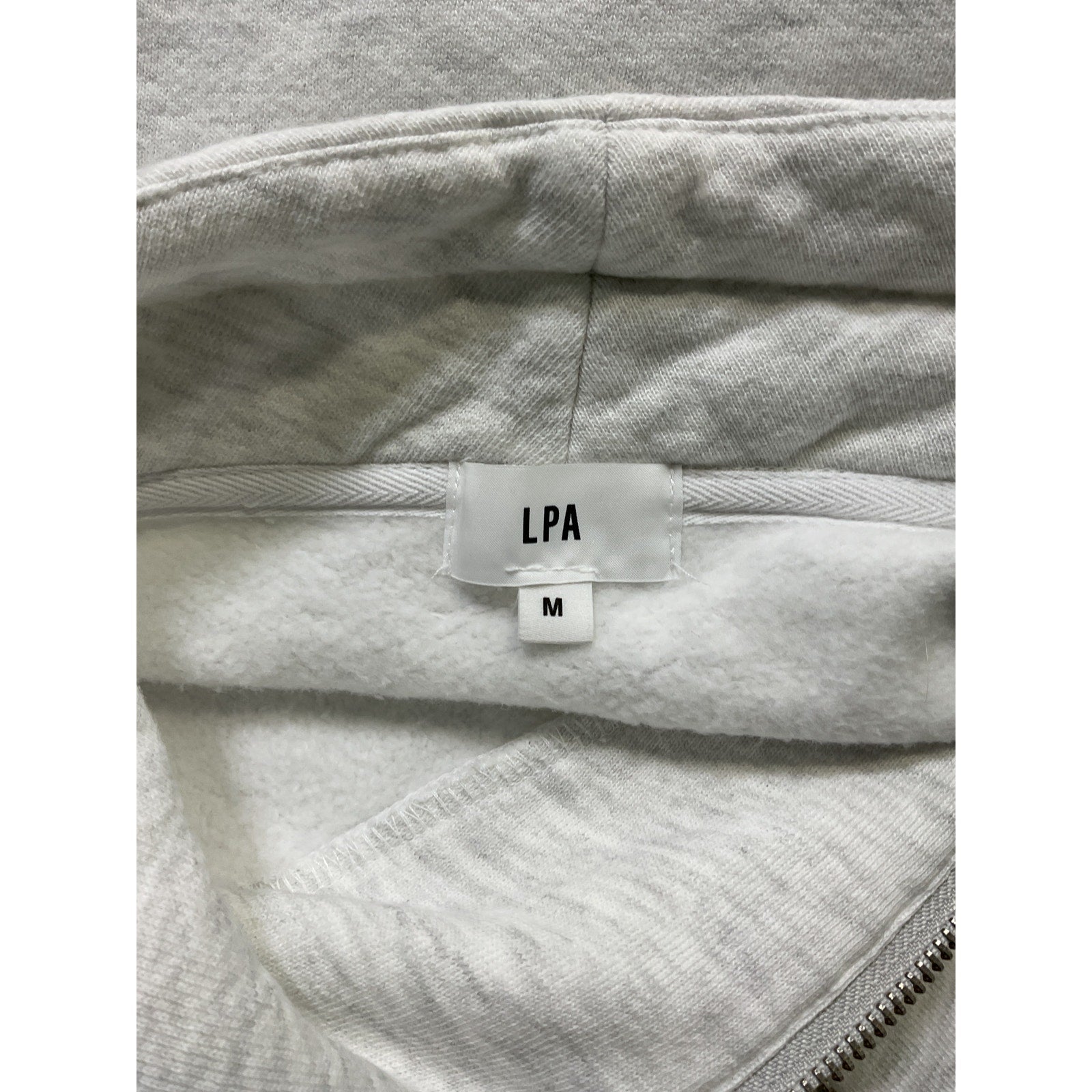 Lpa 'Mock' White Neck Zip Fleece Sweater Size M
