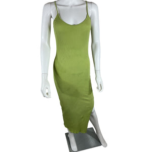 Kule Ribbed Pea Shoot Harlow Midi Dress Size S