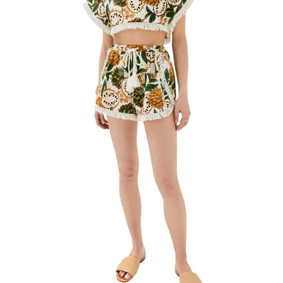 Farm Rio Linen Blend Off White Biriba Size XS Shorts NWT