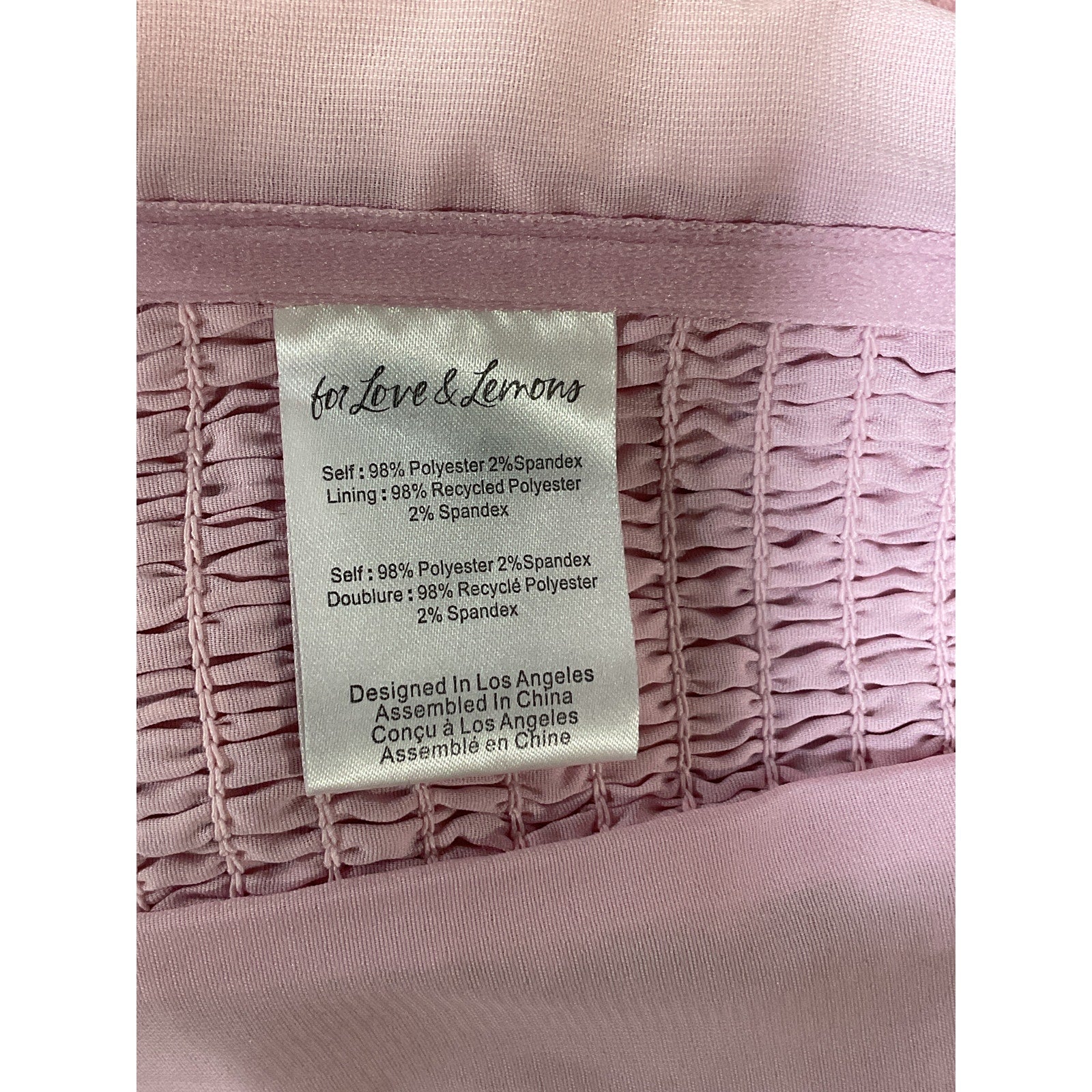 For Love & Lemons 'Ali' Pink Seersucker Bustier Top Size S