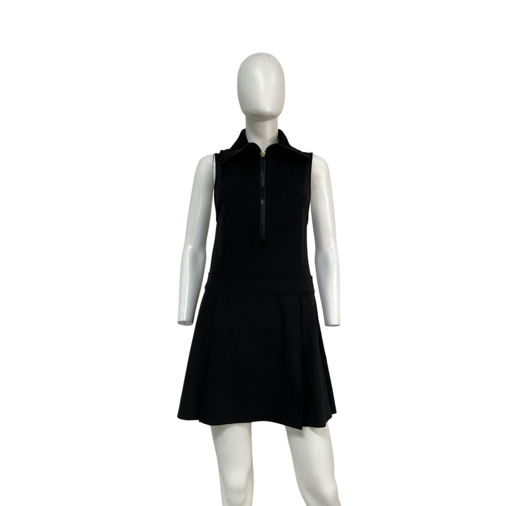 Varley 'Wilde' Black Cotton Pleated Sleeveless Mini Dress Size S