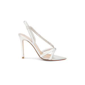 Gianvito Rossi Silver Nappa Leather & Silk Heels Size 7