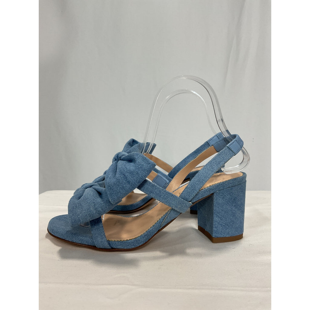 J.Crew 'Lucie Bow ' Blue Cotton Leather Slingback Sandals Size 6