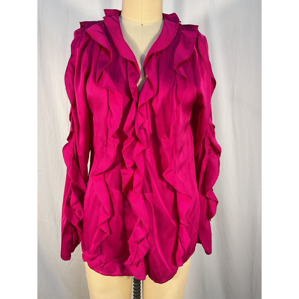 Nicholas Amira 'Bias' Pink Ruffle Long Sleeve Top Size 8 - NWT