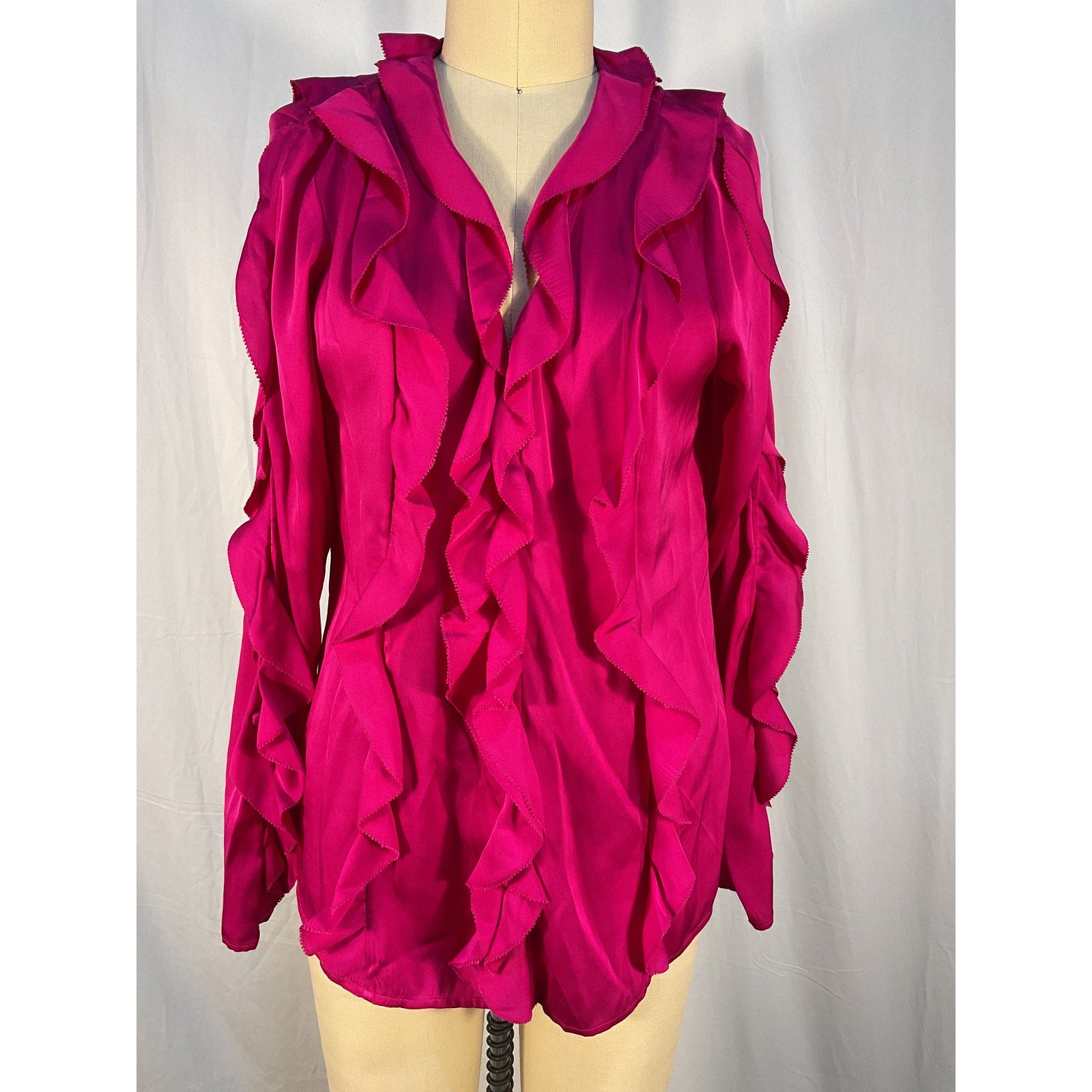 Nicholas Amira 'Bias' Pink Ruffle Long Sleeve Top Size 8 - NWT