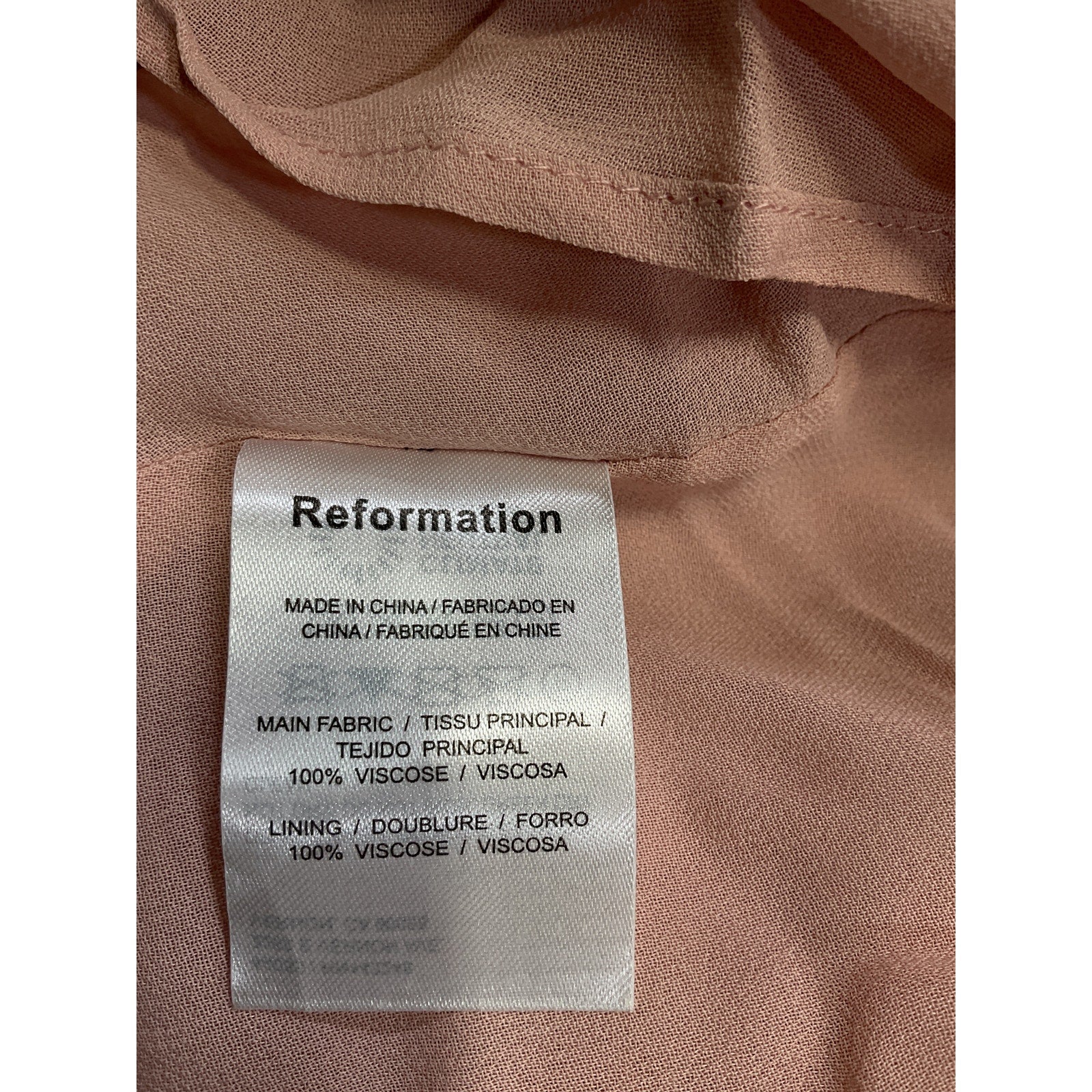 Reformation 'Nadira' Pink Tie Strap Dress Size 4
