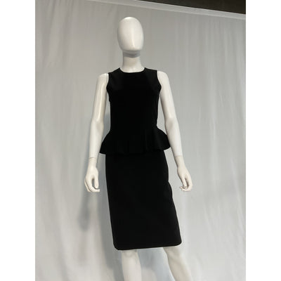 Alice + Olivia 'Poppy' Black Peplum Sleeveless Midi Dress Size 2