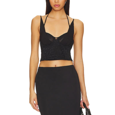 Simkhai Lace Black Serifina Bustier Top Size 0