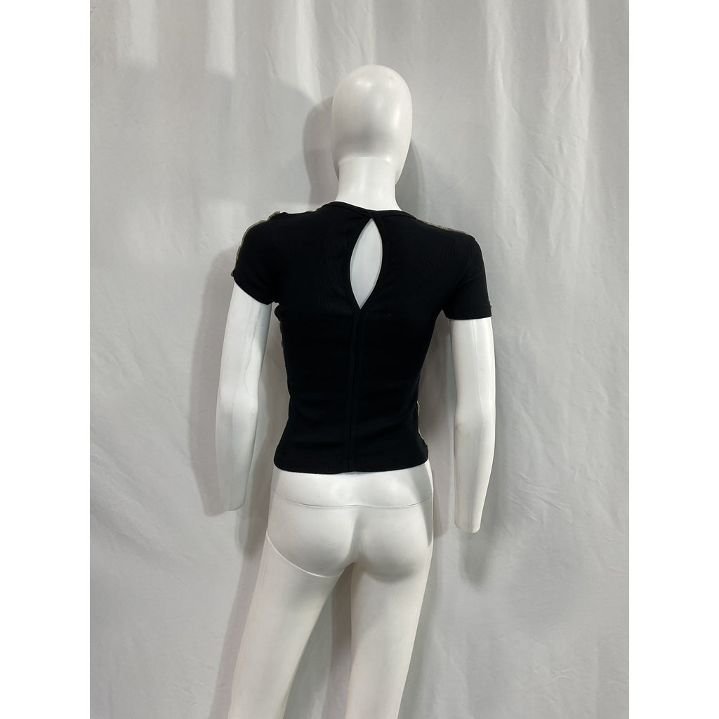 Helmut Lang Black Cotton Short Sleeve Top Size S