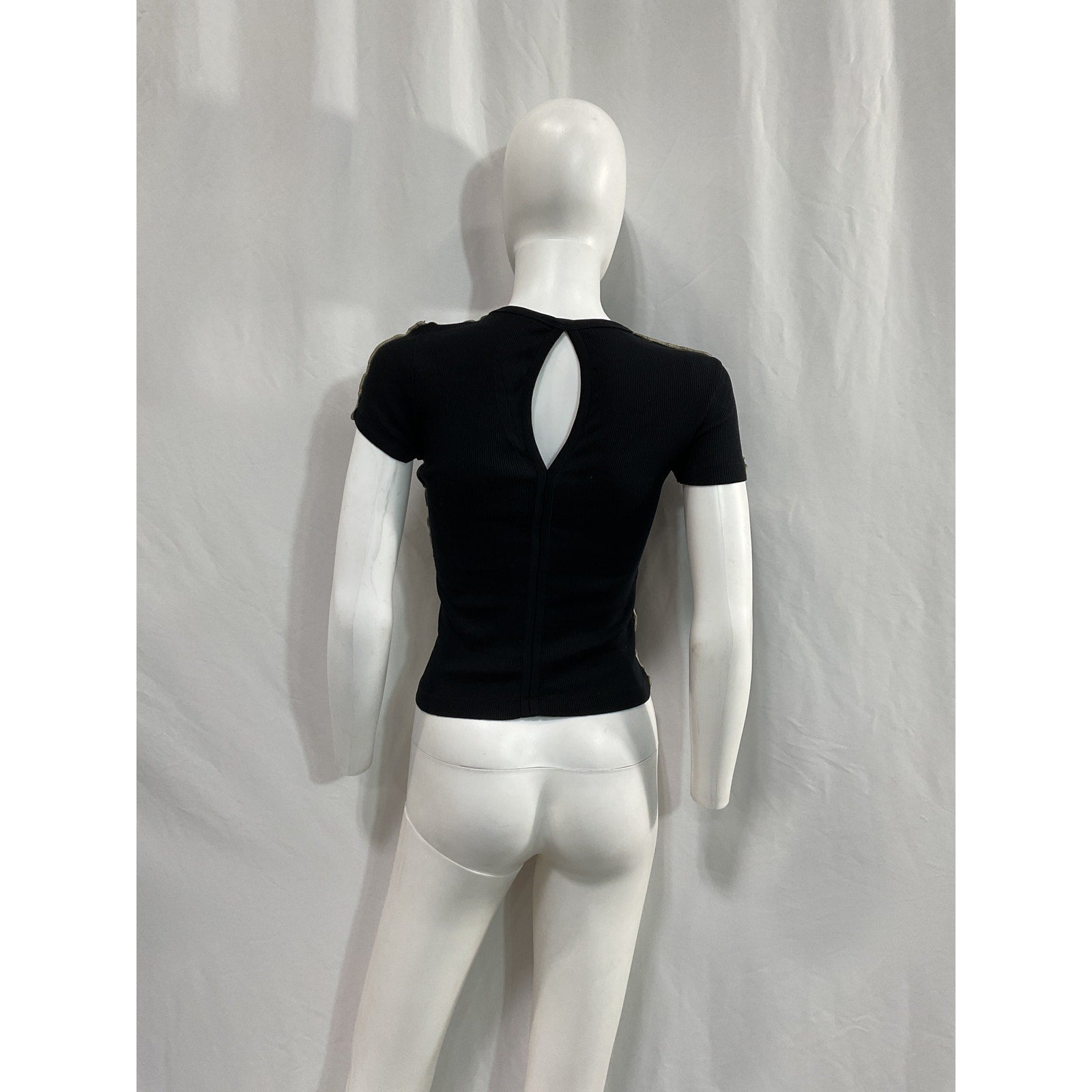Helmut Lang Black Cotton Short Sleeve Top Size S