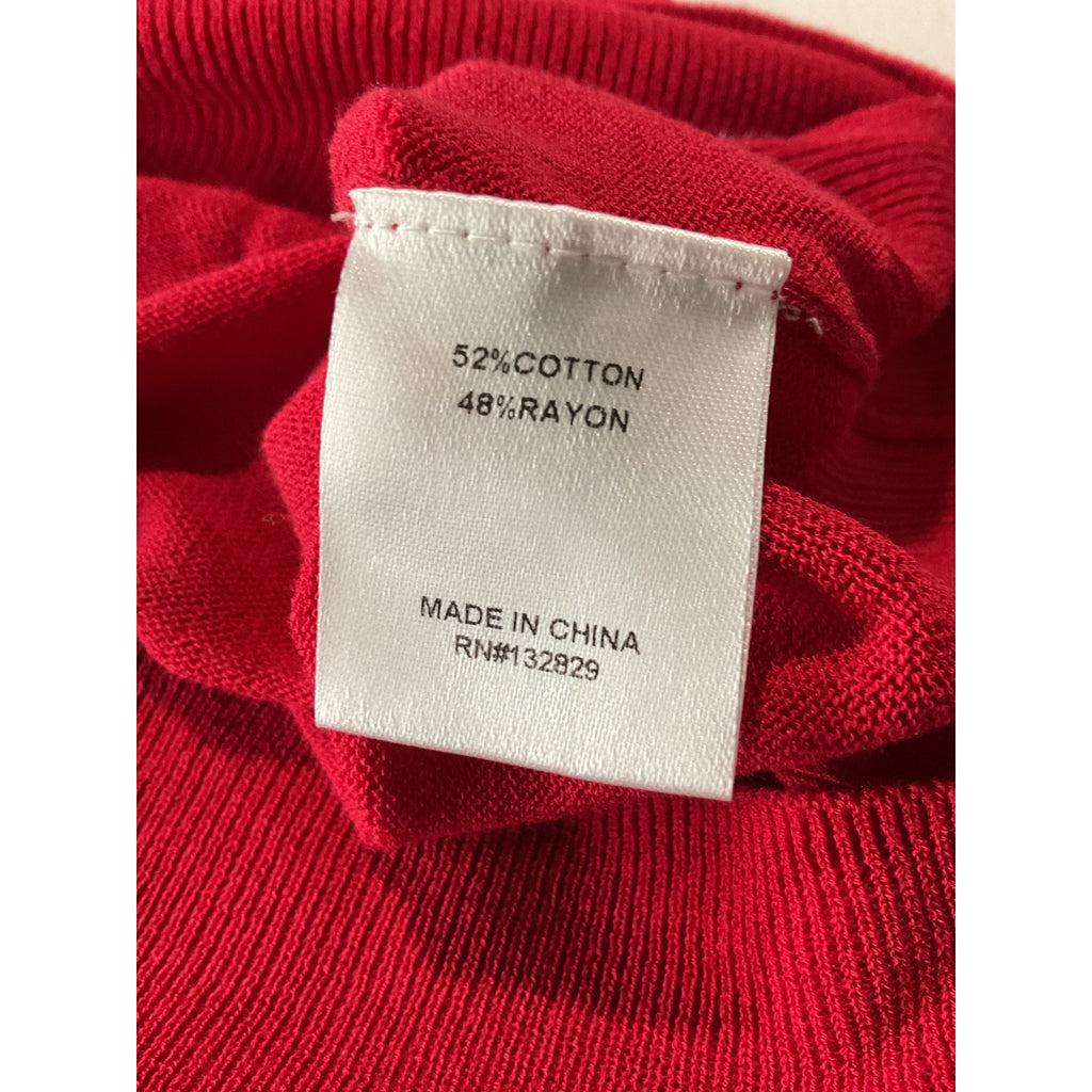 L'Academie 'Eldon' Red Cotton Sheer Sleeveless Turtleneck Top Size M