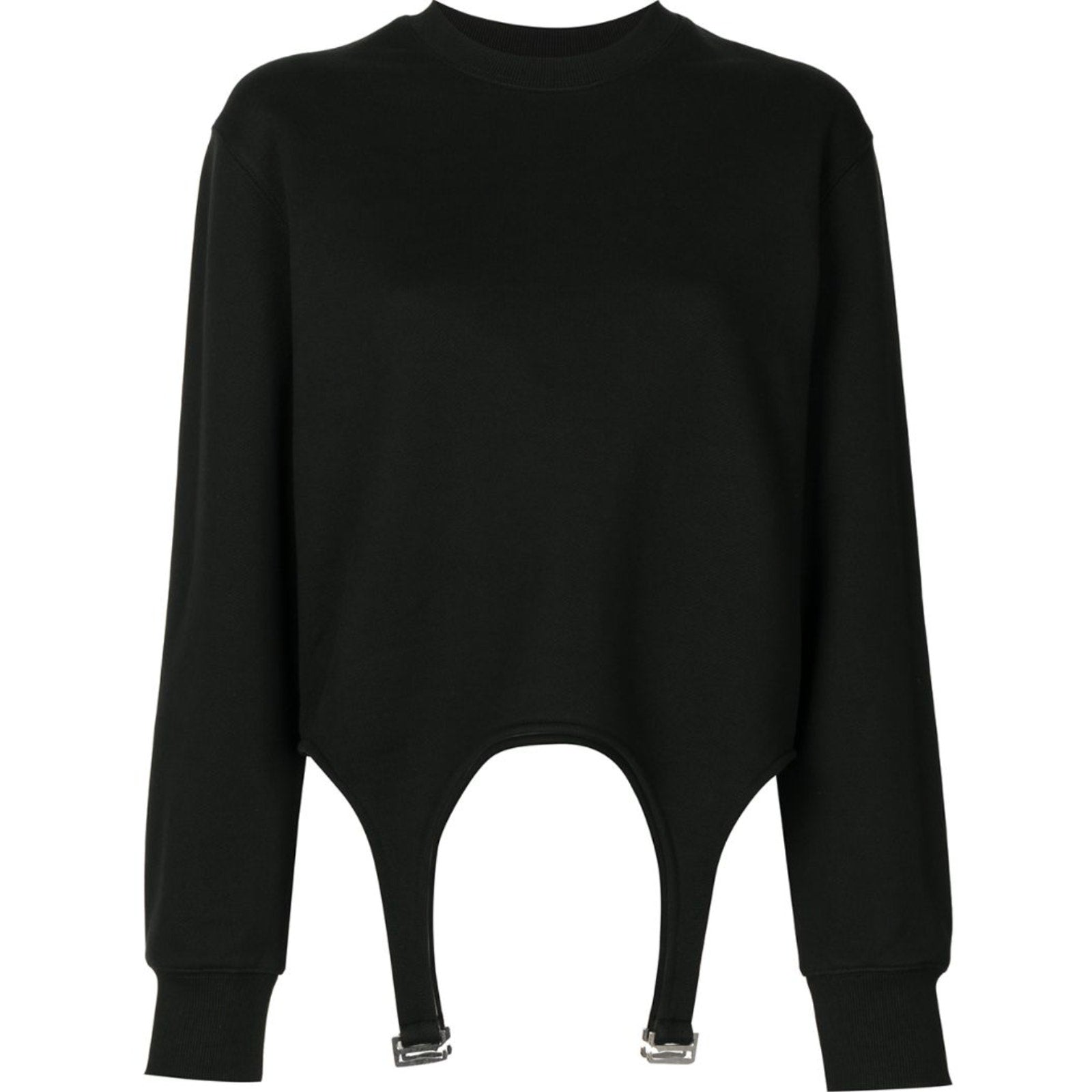 Dion Lee Garter Detail Black Crewneck Sweatshirt Size 2