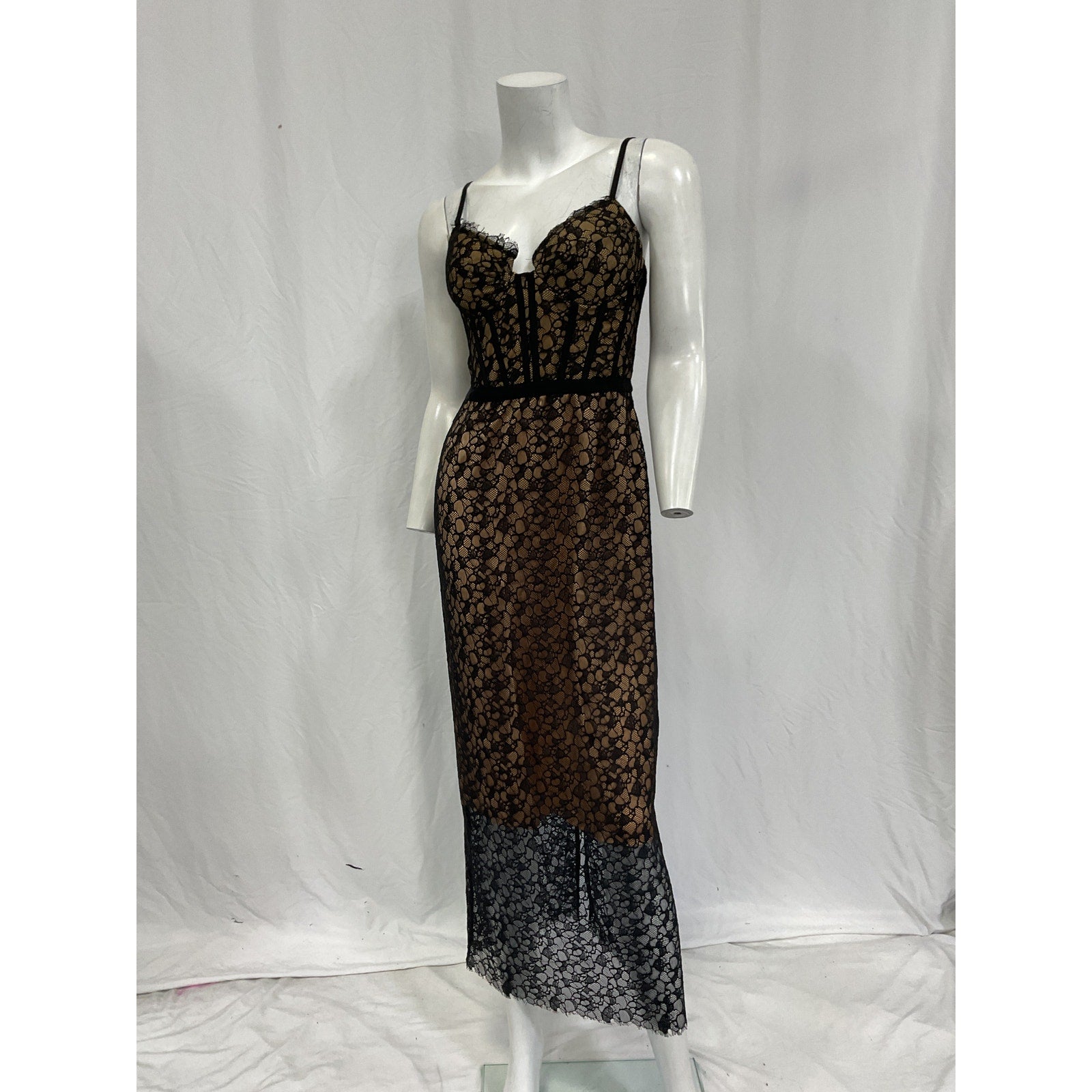 Simkhai 'Ruth' Black Polyamide Bustier Midi Dress Size 4