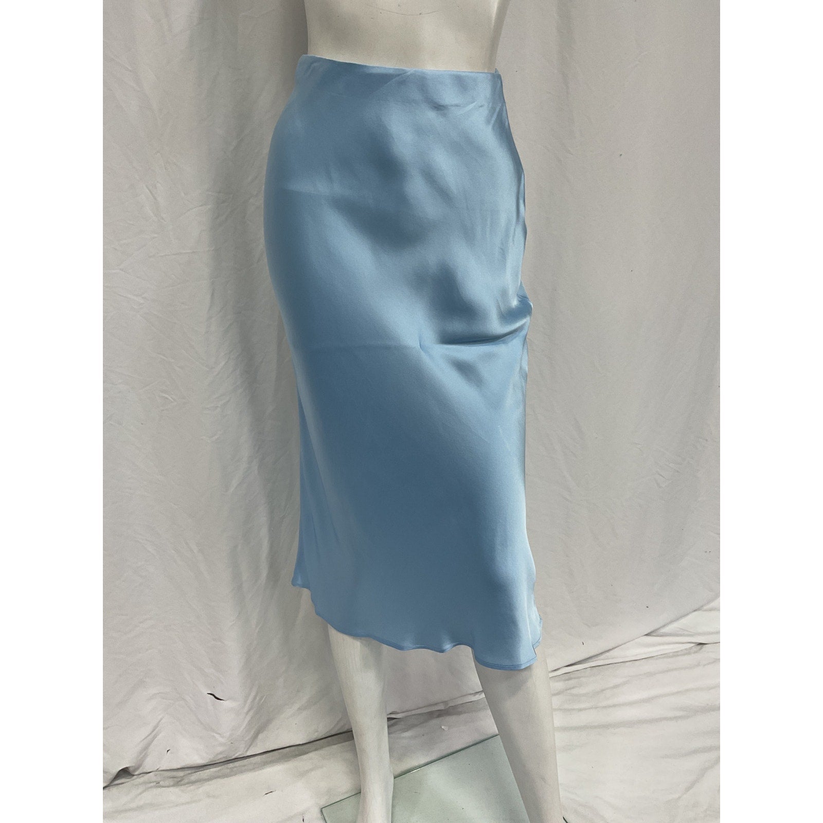 L'Agence 'Perin' Blue Silk Midi Skirt Size XXS
