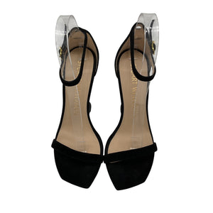 Stuart Weitzman Sleek Black Nudist Rebel Sandal Heels Size 7.5