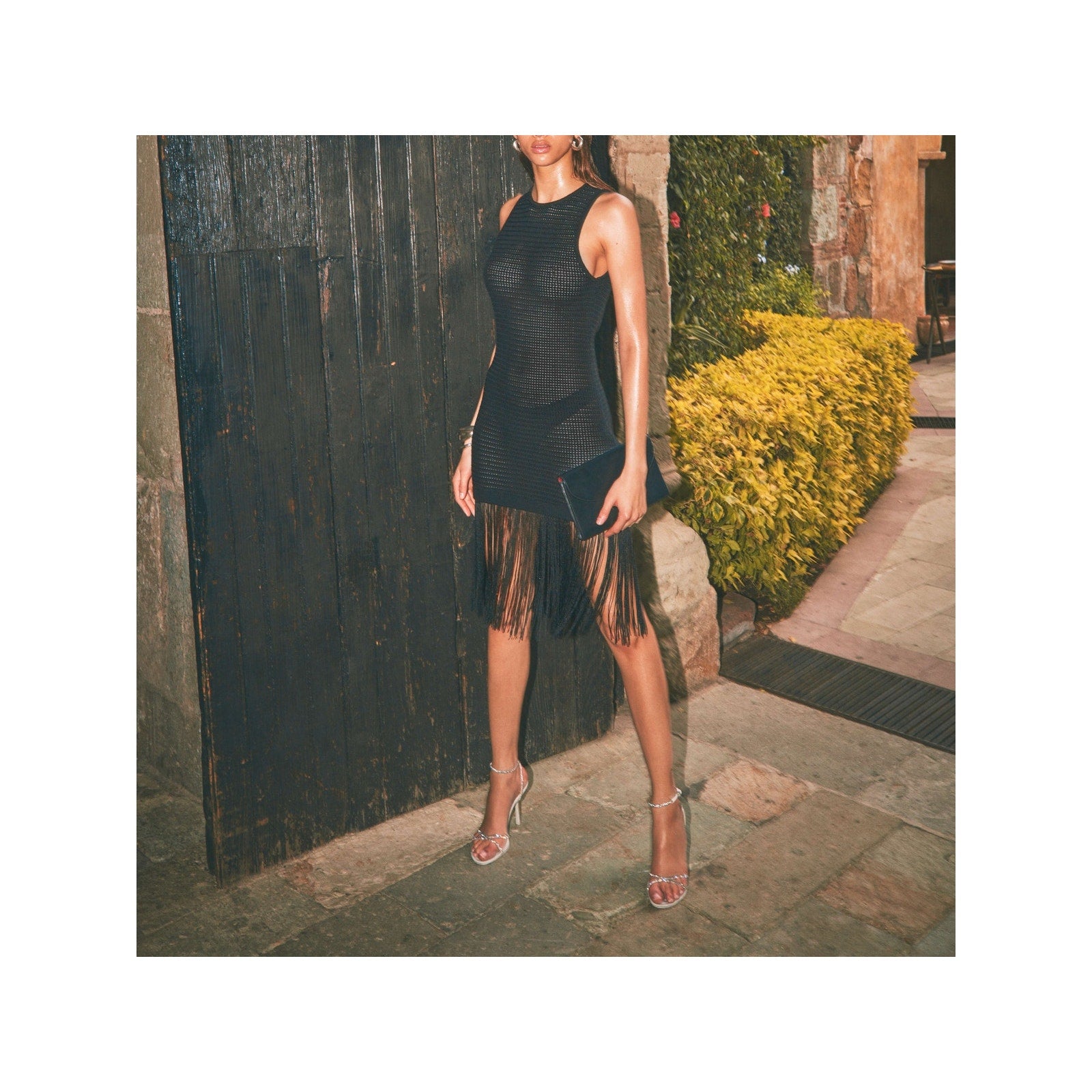 Reformation 'Cary' Black Cotton Knit Mini Dress Size S