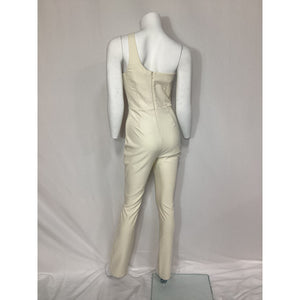 Michael Costello 'Essex' White One Shoulder Jumpsuit Size S
