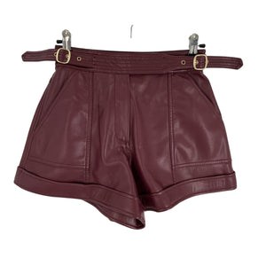 Simkhai Vegan Leather Burgundy Chace Shorts Size 0