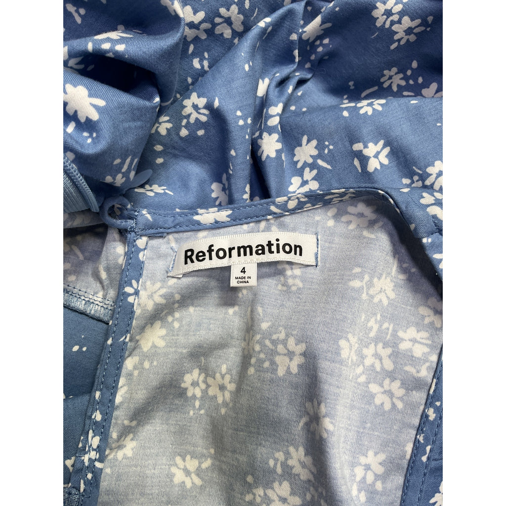 Reformation 'Isador' Blue Cotton Dress Size 4