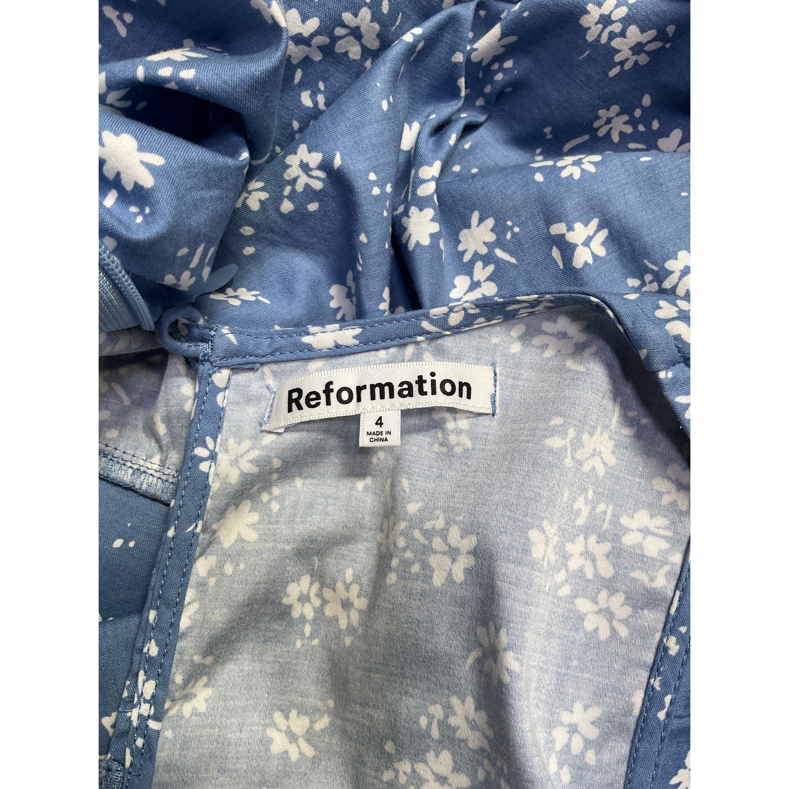 Reformation 'Isador' Blue Cotton Dress Size 4
