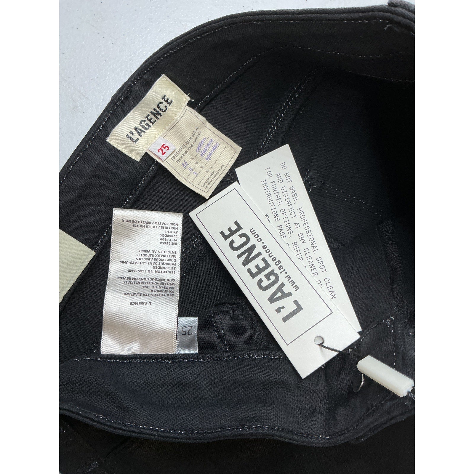 L'Agence 'Jyothi' Black Cotton High Rise Split Ankle Denim Jean Size 25