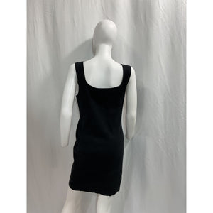 Reformation 'Marcel' Black Cotton Ribbed Mini Dress Size XL