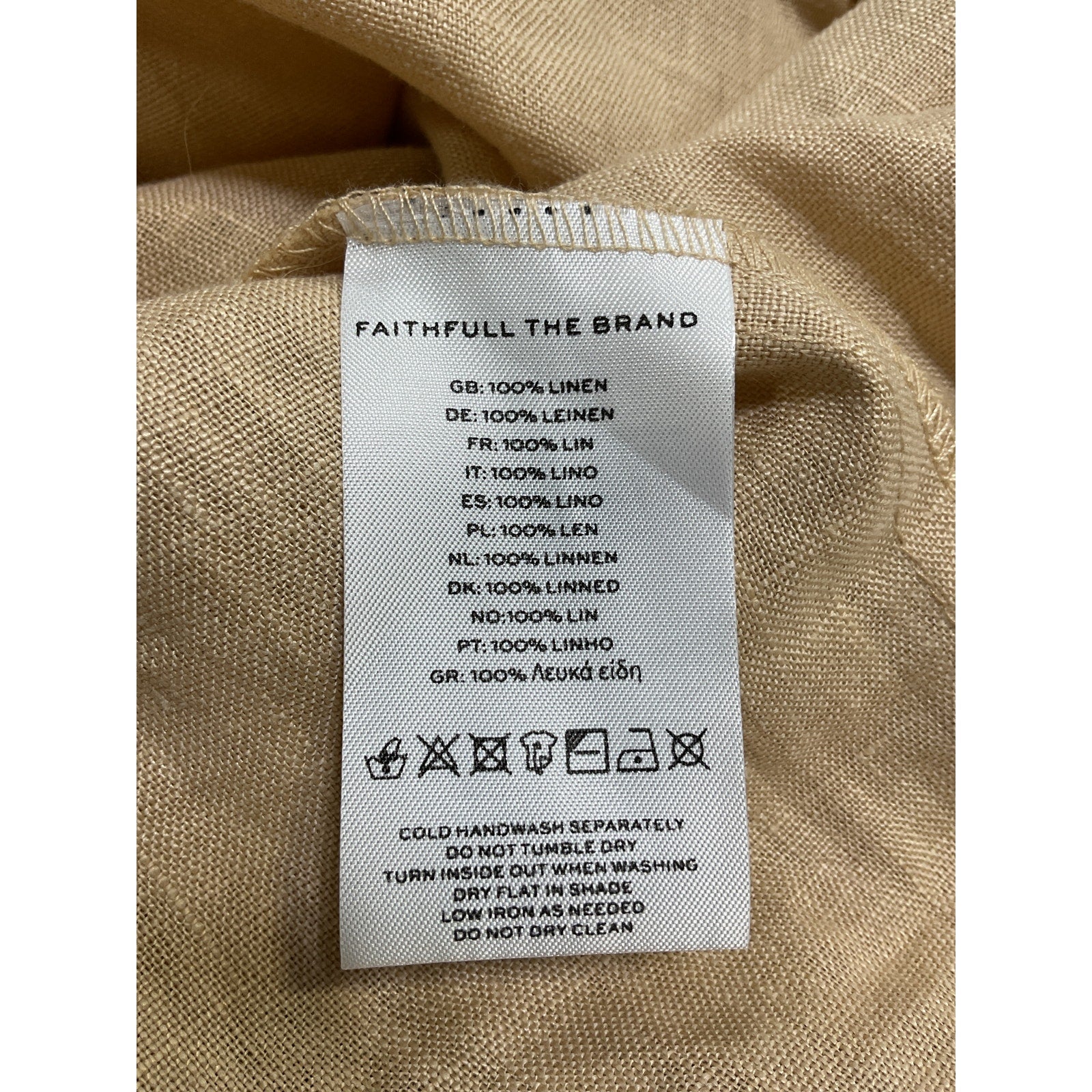 Faithfull The Brand 'Ottavio' Beige Linen Wide-Leg Pants Size XS