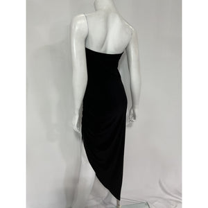 Norma Kamali Strapless Black Side Drape Gown Size L - NWT