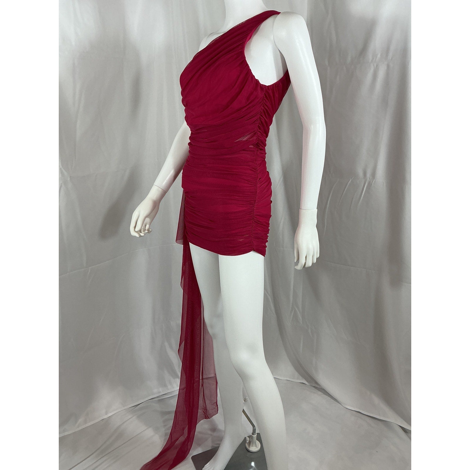 The Sei One Shoulder Pink Mini Dress With Train Size S - NWT
