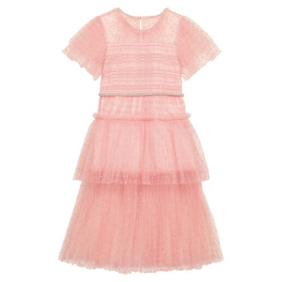 Self-Portrait Tiered Pink Point D'Esprit Tulle Dress Size 8 NWT