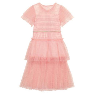 Self-Portrait Tiered Pink Point D'Esprit Tulle Dress Size 8 NWT