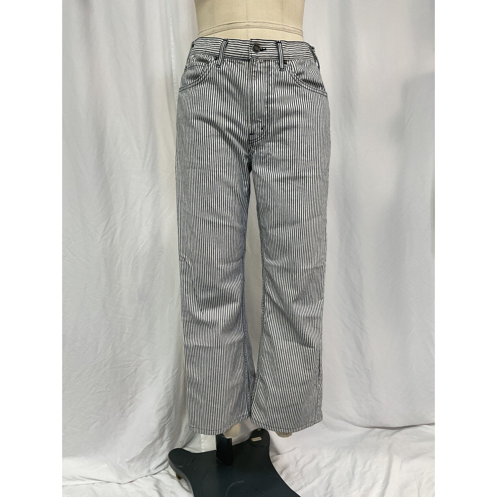Nili Lotan 'Mitchell' Blue Cotton Rigid Low-Rise Wide-Leg Denim Jean Size 26