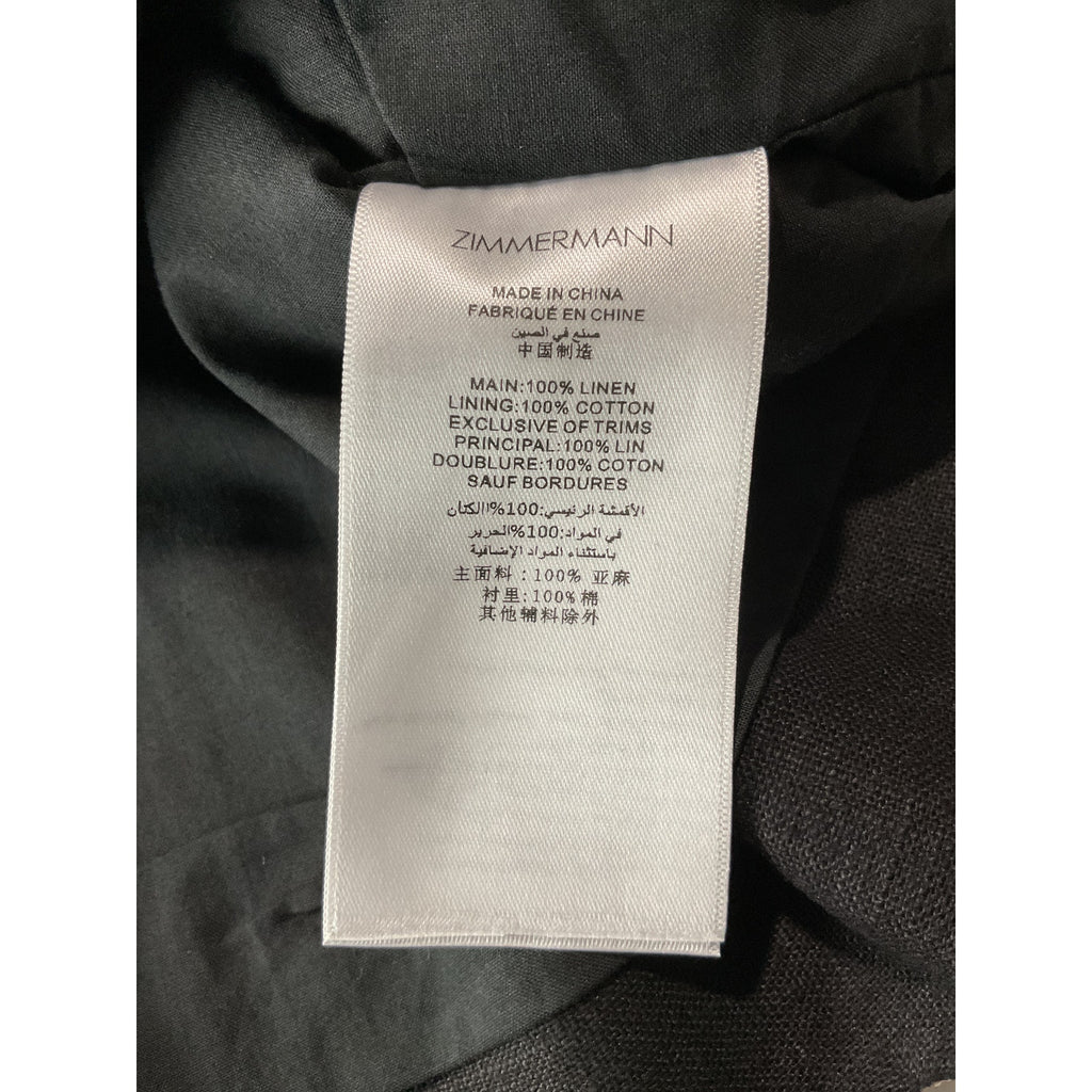 Zimmermann Crush Black Linen Crystal-Embellished Scalloped Crop Top Size 0