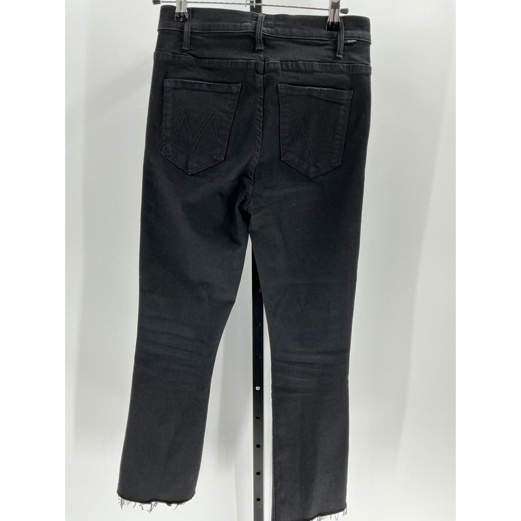 Mother 'The Hustler' Black Cotton Ankle Fray Denim Jean Size 27