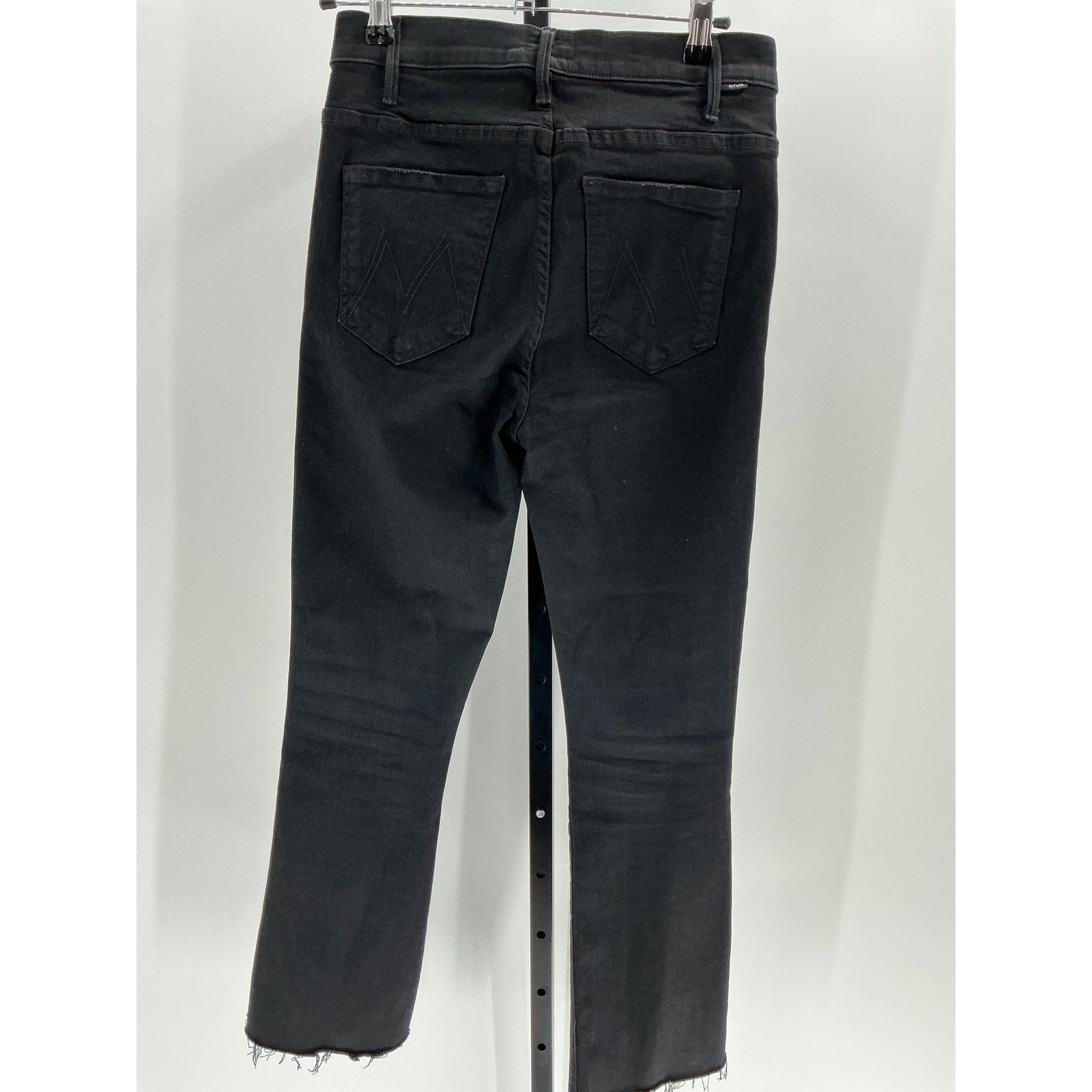 Mother 'The Hustler' Black Cotton Ankle Fray Denim Jean Size 27