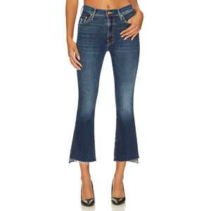 Mother Cropped Blue Insider Step Fray Denim Jeans Size 29