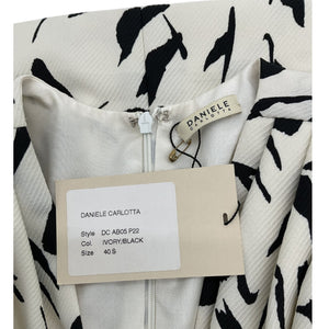 Daniele Carlotta Chic Ivory/Black Printed Mini Dress Size S