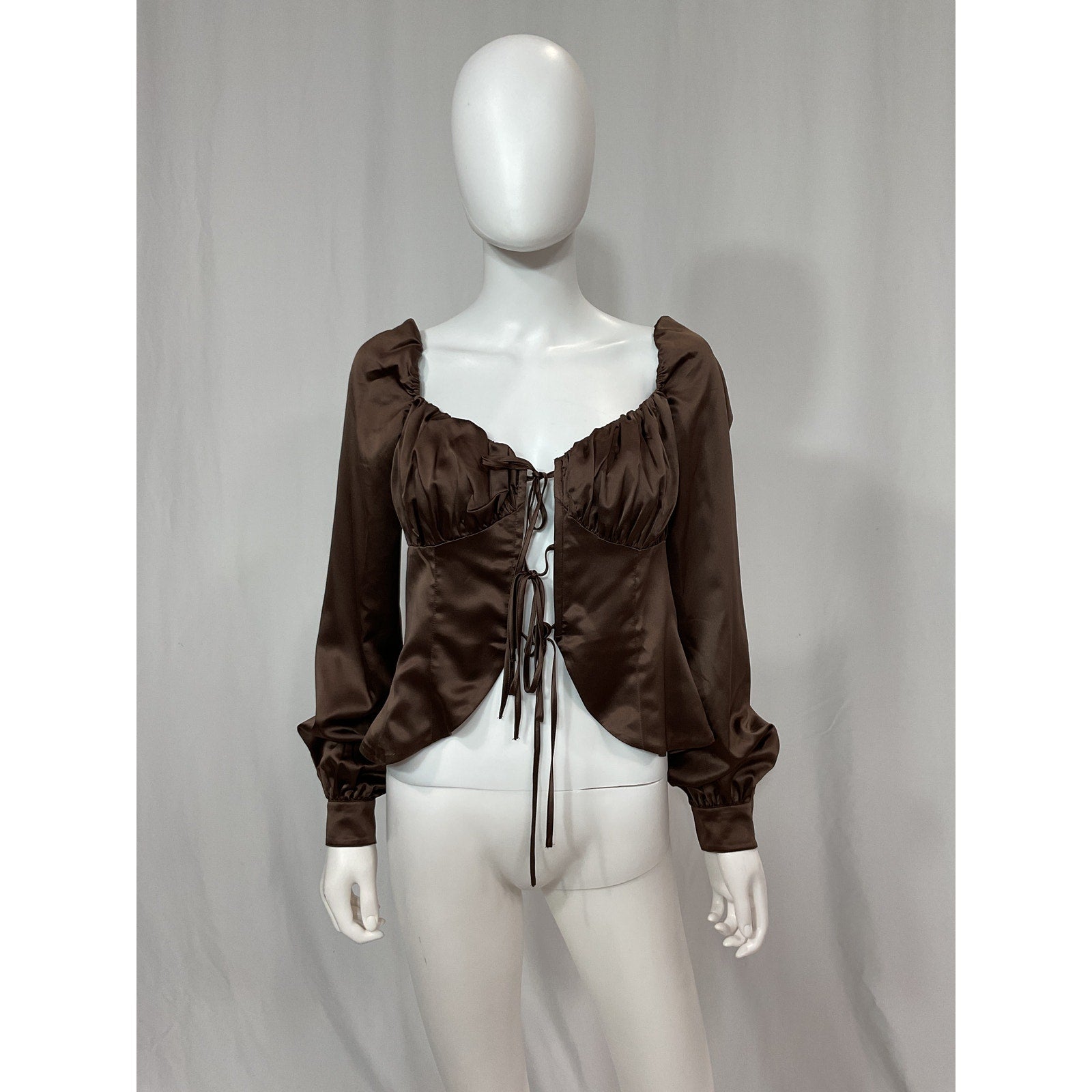 Majorelle 'Waldorf' Brown Satin Top Size M