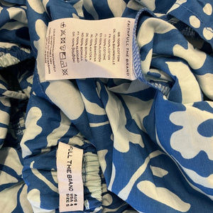 Faithfull The Brand Smocked Floral Blue Marinelli Mini Dress Size S