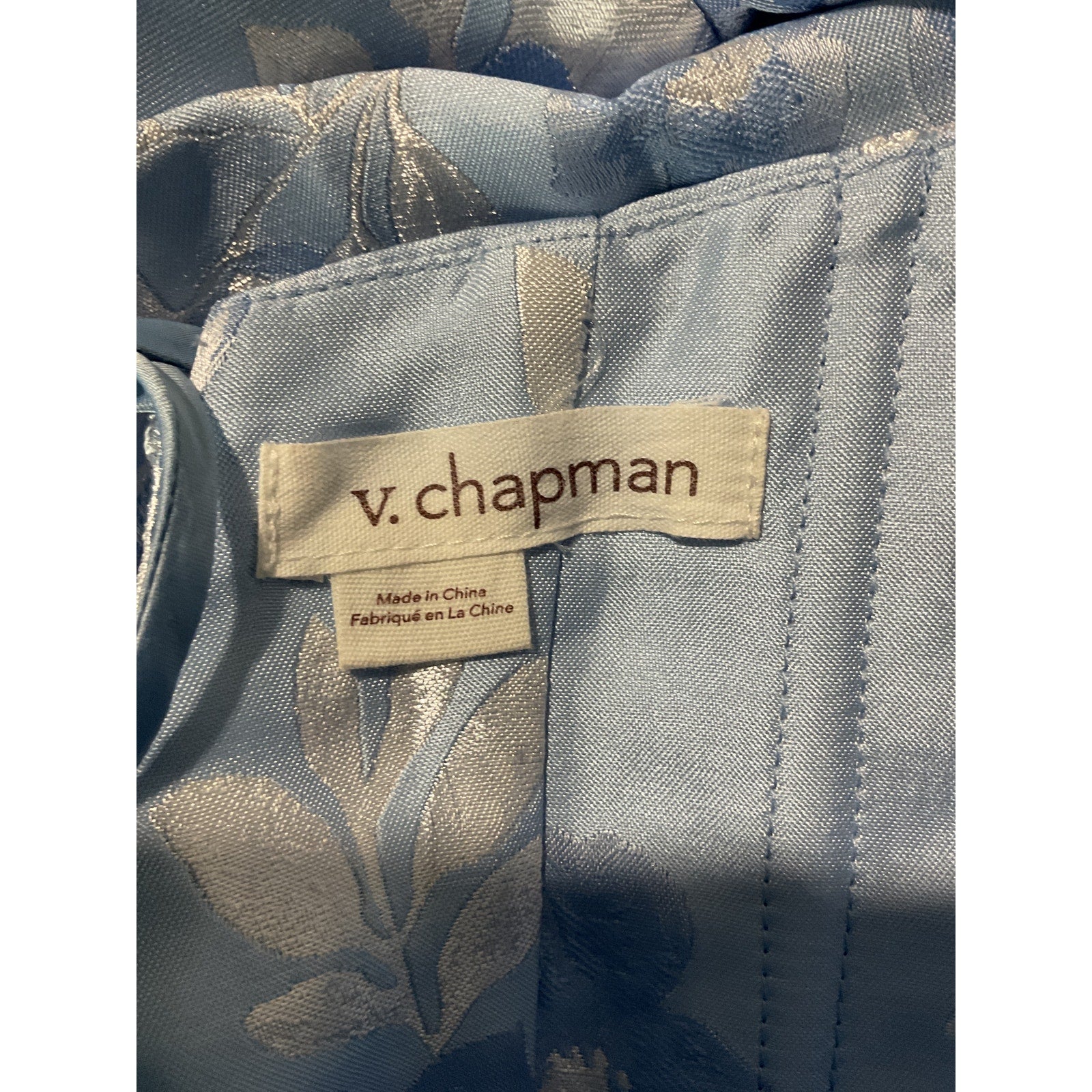 V. Chapman 'Virginia' Blue Polyester Strapless Gown Size 4