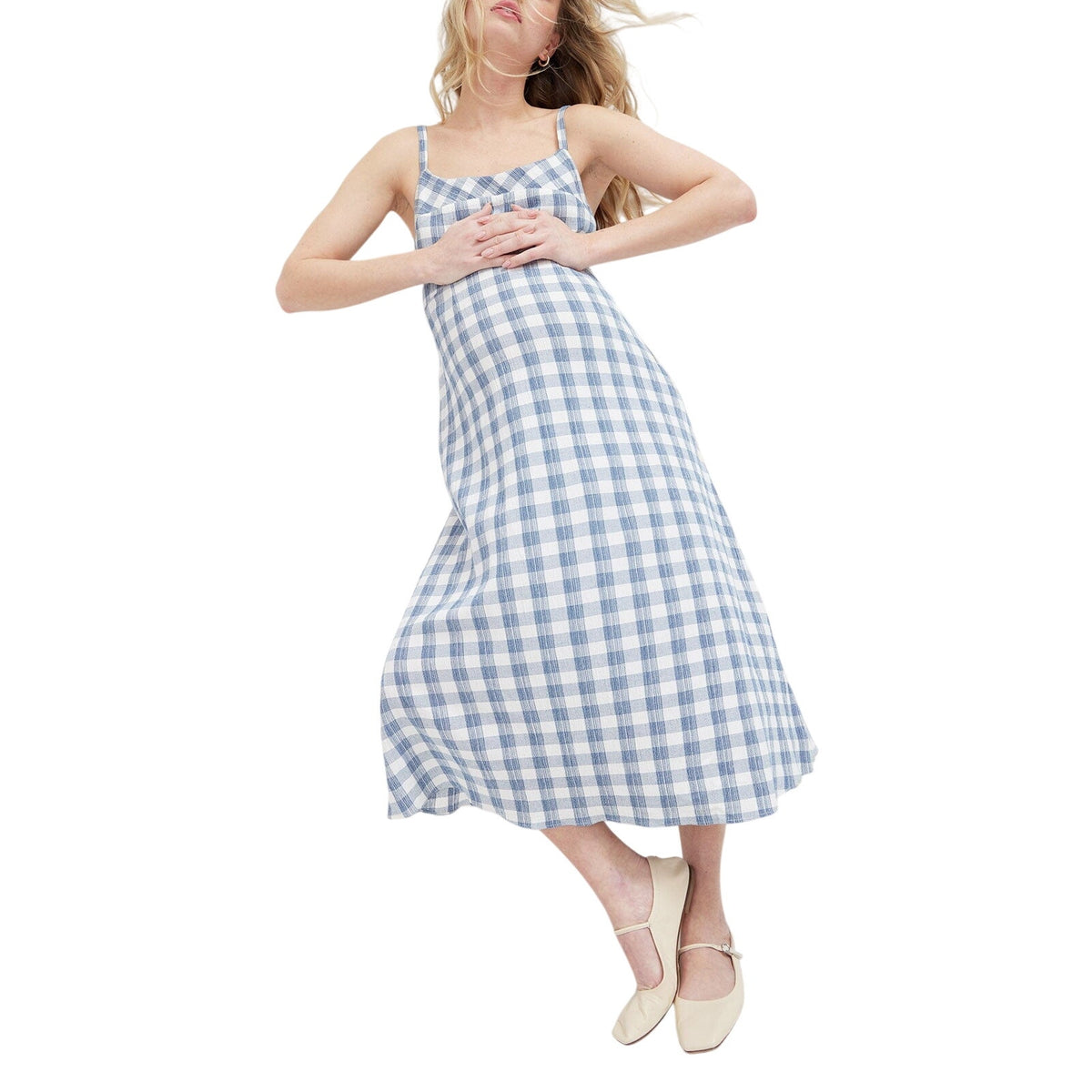 Hatch Crinkle Blue And White Plaid Nina Dress Size 1